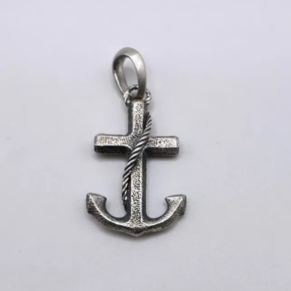 David Yurman Sterling Silver Maritime Anchor Amulet Pendant - Picture 1 of 3